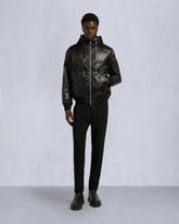 LEAF QUILT BOMBER JACKET-BLACK