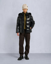 KINGS PUFFER SHEARLING TRIM JACKET-BLACK/BLACK